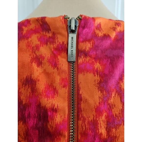 Michael Kors SZ 4 Orange/Red Color Burst Sleeveless Lined Sheath Dress Cotton - Picture 6 of 9